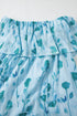 Green Floral Print Ruffled Side Slit Tube Top Maxi Dress